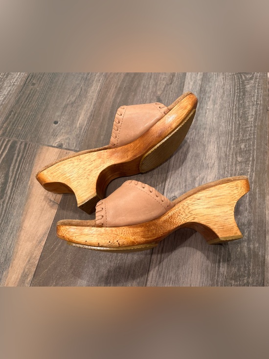 Candie's Shoes - Vintage Candie’s Wood Sculptured Platform Sandals 70-80’s Chunky Heel Clogs Sz 8